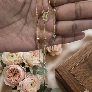 Goldtone Virgin Mary Lariat Necklace - Elegant Women's Jewelry